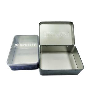 Food Grade Metal Tinplate Rectangular Biscuit Tin Jar With Transparent Lid