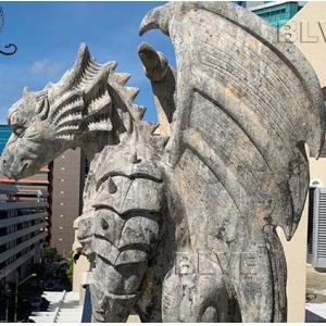 Gothic Gargoyle Dragon Sculpture hand carving Marble Animals Garden Statue