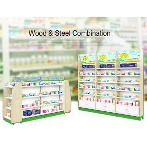Retail Metal Drugstore Pharmacy Gondola Shelving Eye Catching 1-7 Layers