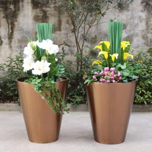 Luxury outdoor golden flower planter large round garden flower pots