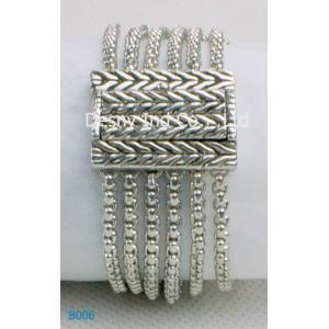 OEM Beaded Jewelry Side Chain 2 Tones Color Stones Metal Cuff Bracelets for