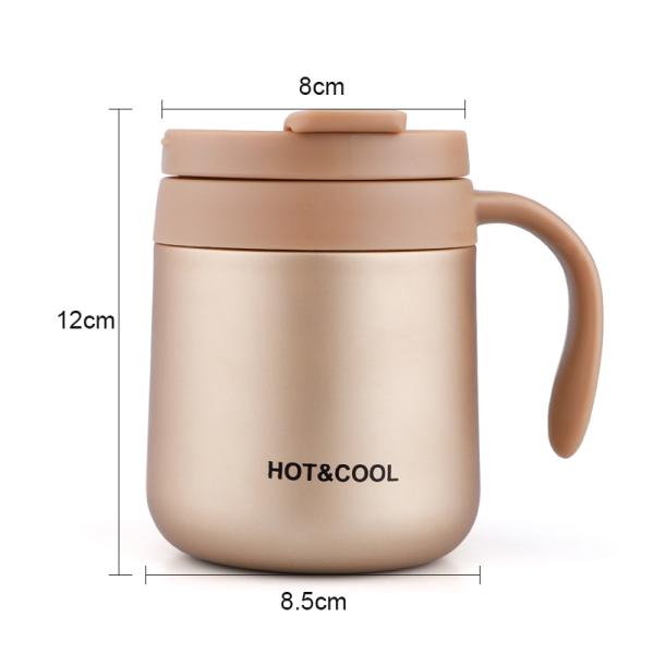 350ml Custom Leak Proof Stainless Steel Coffee Mugs With Logo, Promotional Insulated Coffee Or Tea Tumbler With Lid And Handles