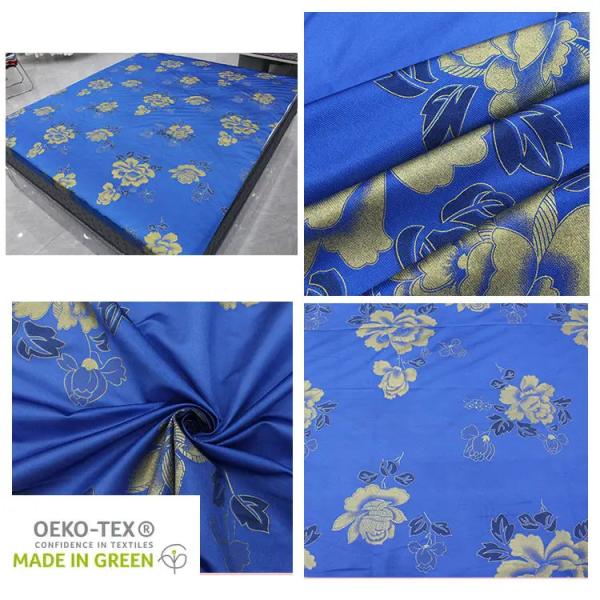 Buy GUANGZHOU Factory Wholesale Shiny Gold Powder Tricot fabric Mattress Fabric at wholesale prices