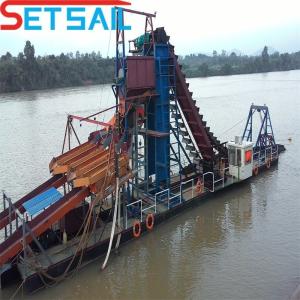 Quality US Customized River Gold Chain Bucket Dredger with Hydrocyclone and Agitation Chute for sale