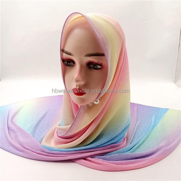 2022 Fashion rainbow Pattern Hijab Gradient Ramp Scarf Newest Design Women Shawl for Muslim Women