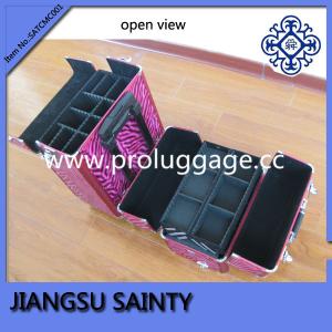 SATCMC001 pink zebra trolley mobile beauty cases