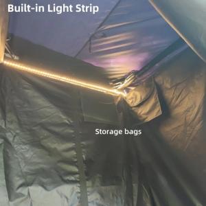 Portable Pop Up Shower Tent Awning With LED Strip Light Bathing Toilet