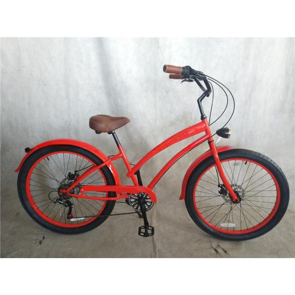 Adult 3 Speed 24 Inch 3.0 Inch Fat Tire Beach Cruiser Bike with Double Wall Alloy Rim