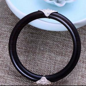 Retro Carved Jewelry Sterling Silver Ebony Women Bangle Bracelet (B20180101)