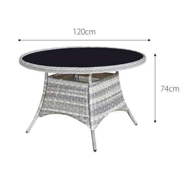 Outdoor Furniture Set with Round Dining Table AJUNION 4 Seat Weatherproof Weave Rattan
