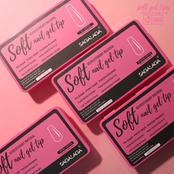 Almond Short Soft Gel X Nail Extension French Tip Box 500pcs Press on Short