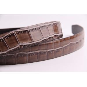 Crocodile Grain Mens Leather Dress Belt FK12056 With Zinc Alloy Buckle