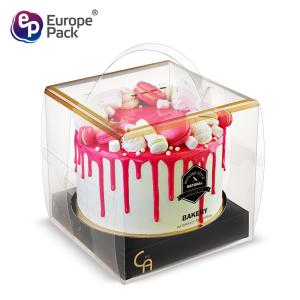 Factory direct custom packaging clear plastic cake container box with handle