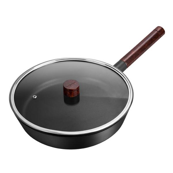 Buy 11inch Nonstick Aluminum Stir Frying Pan 1.6kg Dishwasher Safe With Glass Lid at wholesale prices