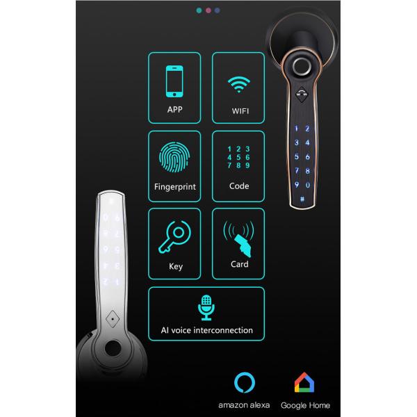Electronic Wireless Smart Handle Door Lock Tuya Ttlock APP Fingerprint Password