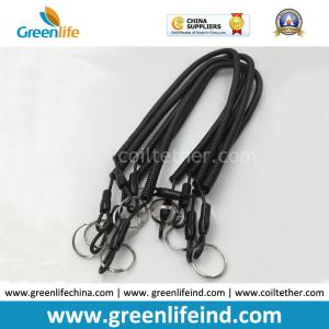Slim Expanding Spring Coiled Lanyard Tether W/Plastic Snap Hooks