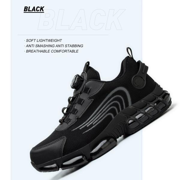 Air-cushioned Sole Black Microfiber Safety Shoes For Industrial Safety