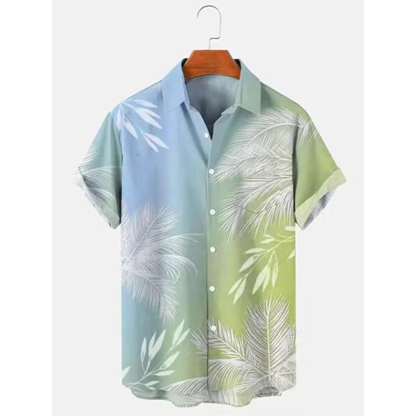 Custom Printed Hawaiian Camp Shirt for Men Allover Logo Design Covered Button Closure