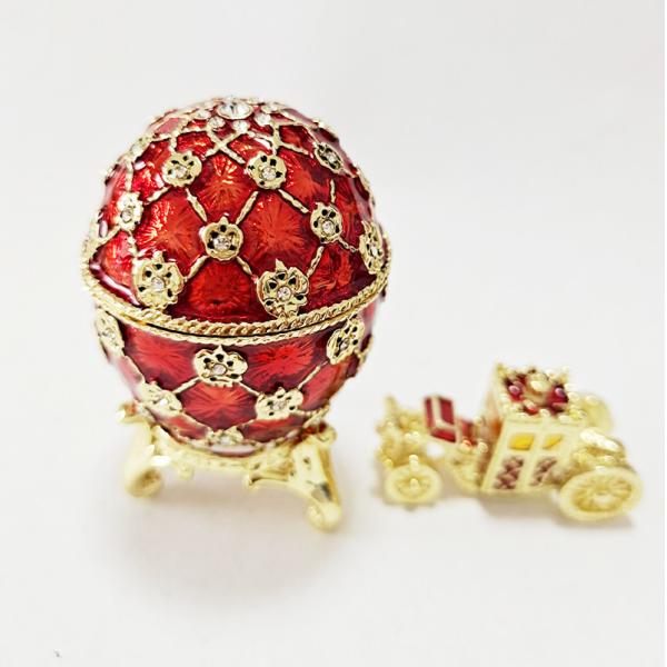 Decorative Earring Ring Trinket Holder Box Hand Painted Faberge Egg Style Hinged Jewelry Box Case for Home Ornament