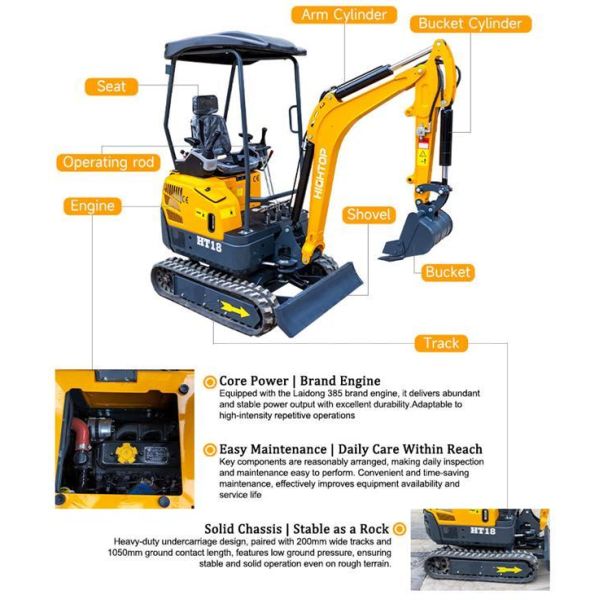 HT18L Mini Excavator with 1310kg Operating Weight