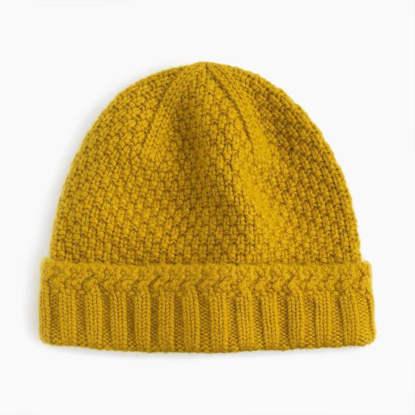 Buy MEN'S 100% CASHMERE KNITTED BEANIE HAT IN SEED STITCH at wholesale prices