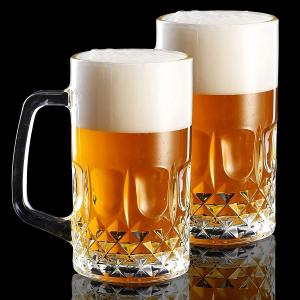 20OZ Glass Beer Mugs With Handles Dishwasher And Microwave Safe