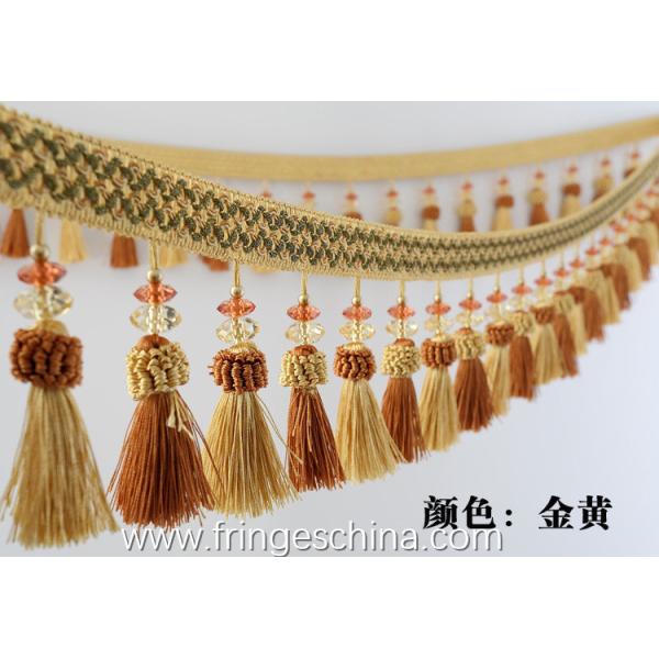 Handmade fashionable chain beads lace tassels fringes for curtain/sofa/pillow