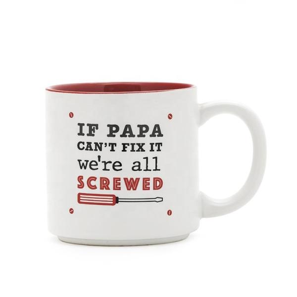 Ceramic Dad Mug Coffee Mug White Color With Creative Words "IF PAPA" Customized 12Oz For Gift