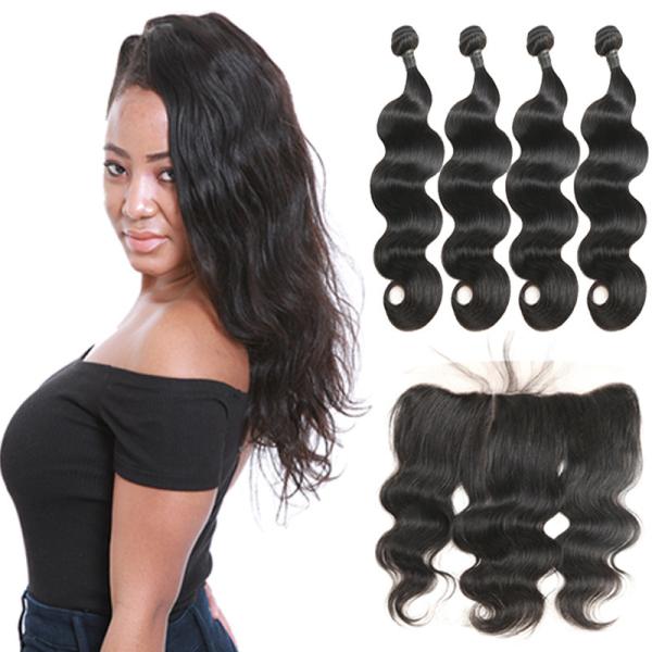 Buy Unprocessed Brazilian Remy Human Hair Extensions Body Weave Lace Frontal at wholesale prices