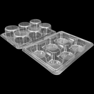 Customized 6 Hole Clear Hinged Cupcake Containers Rectangle With Lid