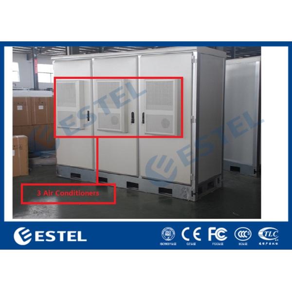 3 Bays Layout Outdoor Electronics Cabinet Base Station / Floor Mounted 3 Compartments