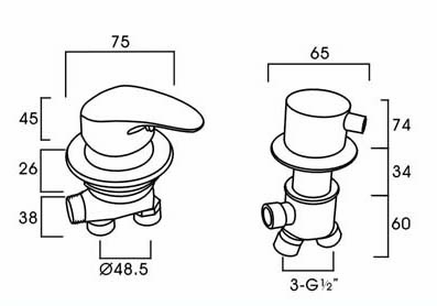 bathtub Faucet /bathtub switch ,mixer switch ,cold & hot water switch AHB-23