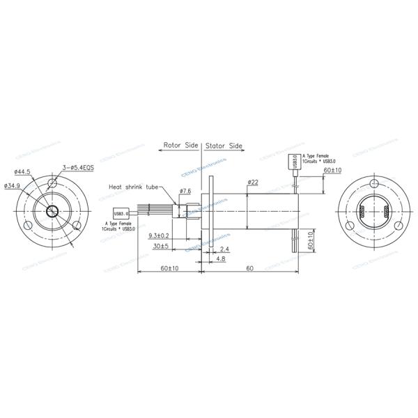 Miniature Capsule Slip Ring With Compact Struction & Three Direction Outlet