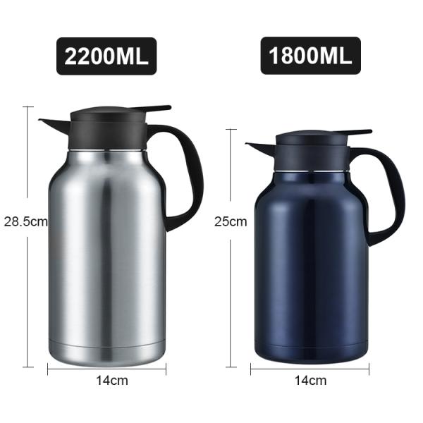 45 Oz Double Walled Vacuum Thermos / 12 Hour Heat Retention / 2 .2 Litre Stainless Steel Thermal Coffee Carafe