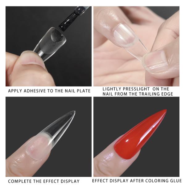 Customize Brand Long Coffin 550pcs Box Tapered clear Soft Gel Full Cover Nails Extension Press on Nail Tips