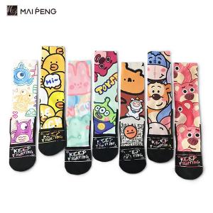 Quality Cartoon Half Terry Sublimation Printed Socks Breathable Cotton Custom for sale