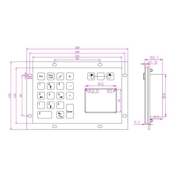 Dust Proof Stainless Steel Keypad With Touch Screen , Kiosk Metal Keyboard