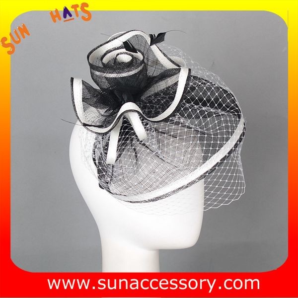 0918 hot sale fashion sinamay fascinators hats and caps with veil ,Fancy Sinamay fascinator from Sun Accessory