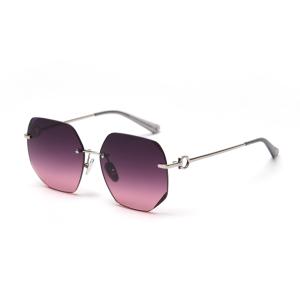 Frameless Sunglasses Gradient Sunglasses Women'S Metal Frame Polarized Vintage