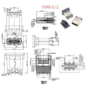 24P USB 3.1 Type C Receptacle 24-pin Fast Charging Port Female Socket Jack PCB