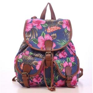 New wave canvas printing leisure backpack schoolbag travel Female