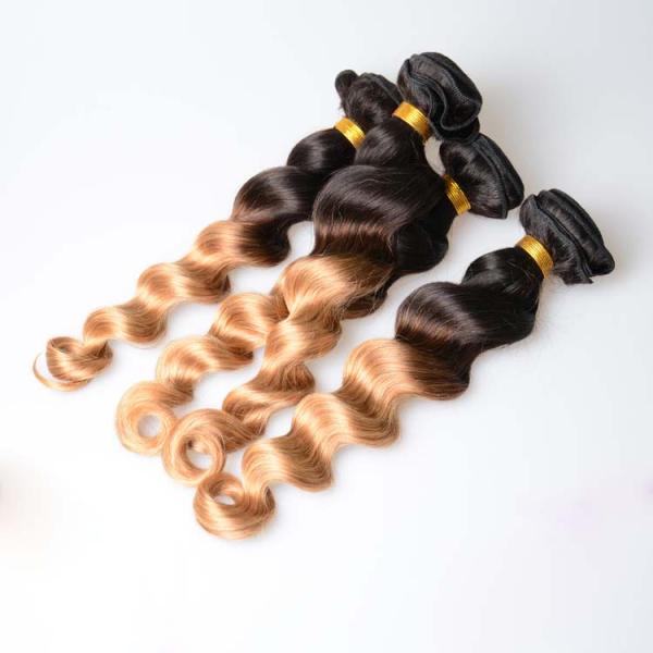 10" - 26" Brazilian Ombre Remy Human Hair Extensions Loose Wave 1B / 27 Blonde Hair