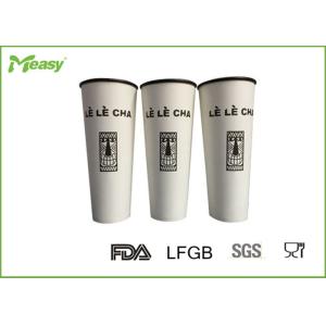 600CC Hot Disposable Paper Cups , Double Wall Paper Tea Cup Black Color Printing