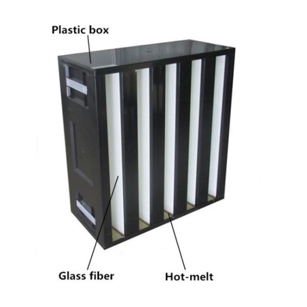 Metal or plastic frames V Bank Filter glass fiber filter for hospital