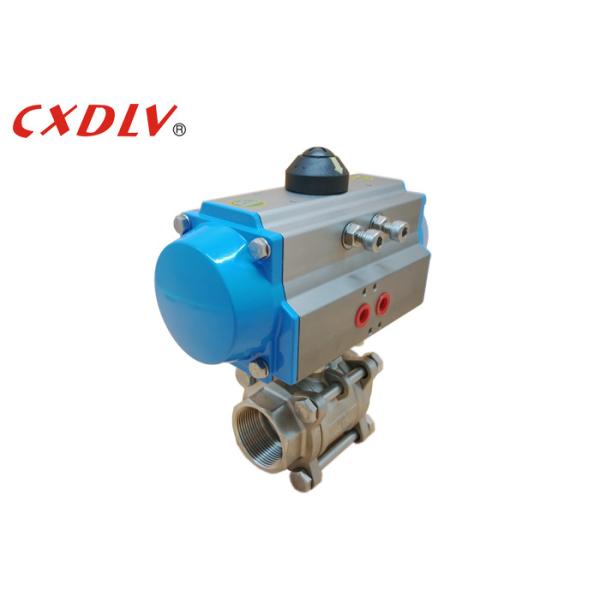 Stainless Steel Pneumatic Actuated Ball Valve 3 Piece Threaded Valve DN50 DN65