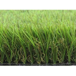 Olive Green Garden Artificial Grass Double Wave S Type Monofilament