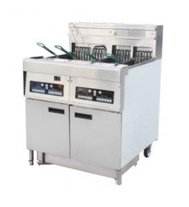 Quality Stainless Steel Two-Cylinder Four Basket Deep  Fryer With Cabinet / Commercia Electric Kitchen Equipments for sale
