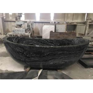 Pedestal Natural Stone Bathtub Marble Material With Black Wooden Veins