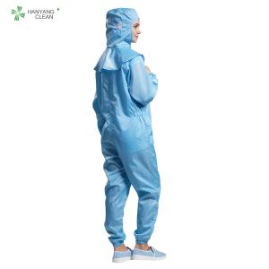 Anti static autoclavable ESD cleanroom garment coverall blue color with polyster