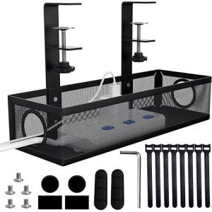 Single-Tier Standing Under Desk Cord Organizer Wire Management Tray Ideal for